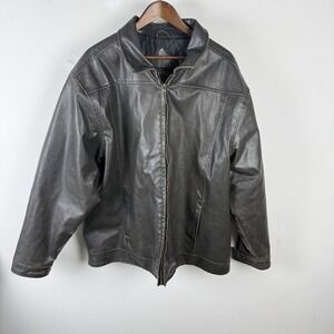 Steve & Barry's Faux Leather Jacket Mens XXL Brown Quilted Lined Coat